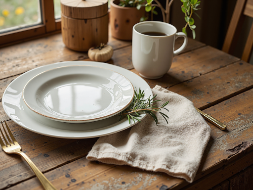 手工彩绘陶瓷盘子，圆形设计，中心花朵图案，多彩釉面效果，展示在木质餐桌上